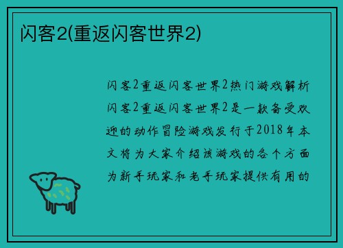 闪客2(重返闪客世界2)