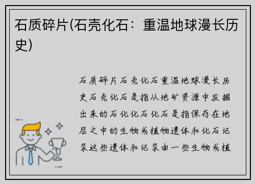 石质碎片(石壳化石：重温地球漫长历史)